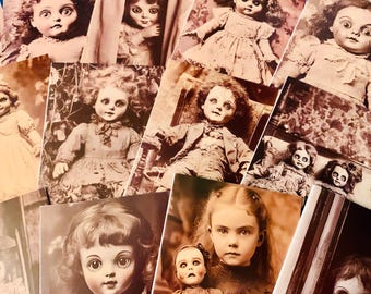Creepy Doll Halloween Haunted Crazy Eye Doll   Blank Notecards with Envelopes 5 ct.