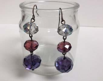 Shades of Purple Faceted Crystal Earrings