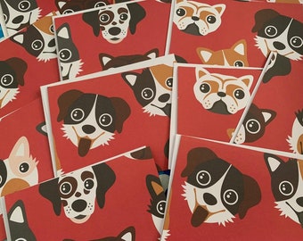 Dog Cards Dog Birthday Party Invitations  Dog Stationary Dog Lover  Kraft Cardstock Blank Notecards with Envelopes 12 ct