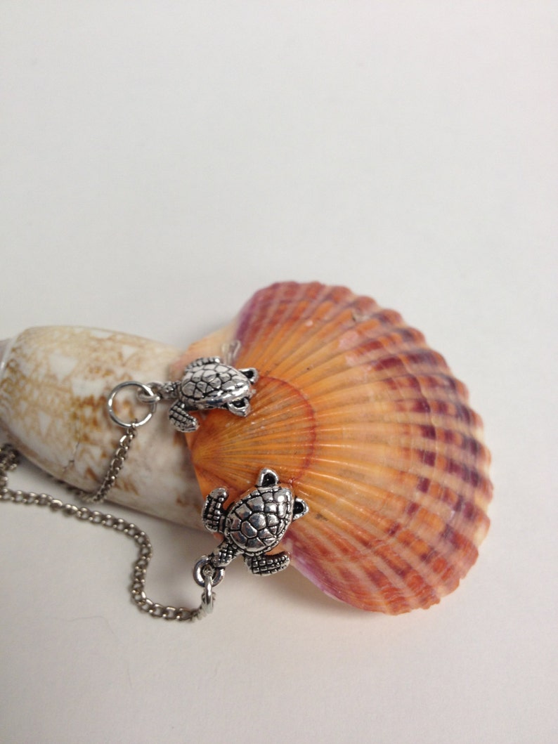 Orange Salmon & Purple Large Scallop Shell Necklace | Etsy