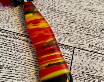 Sunrise Sunset Long Glass Pendant Beaded Necklace