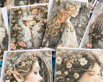 Woodland Fairy Forrest Fairy  4x5.5 in  Blank Notecards with Envelopes  10 ct
