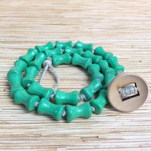 Green Stone Bamboo Bead Hemp Necklace