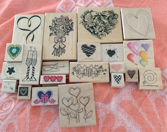 Love Hearts  Rubber Stamp Lot Priced to sell Destash