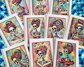 Skeleton Tarot Card  Non-Traditonal Christmas Designs Blank 5x7  10 ct.