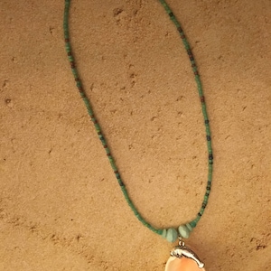 Blue Rondelle Cockle Shell Manatee Necklace