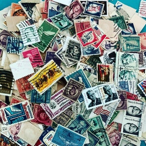 100 Stamps off Paper Canceled Unused Ephemera for Junk Journals Scrapbooking Decoupage   FREE SHIPPING