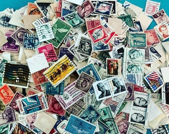 100 Stamps off Paper Canceled Unused Ephemera for Junk Journals Scrapbooking Decoupage   FREE SHIPPING