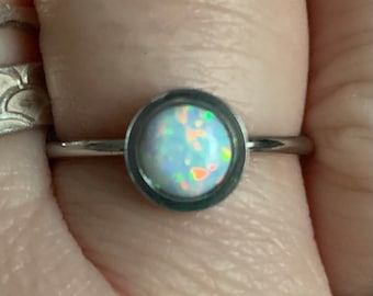 Simulated/ Lab Created Opal Gemstone Adjustable Ring FREE SHIPPING