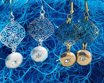 Gold and Silver Locket Earrings