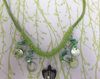 Lime Green Leatherback Seaturtle Necklace