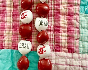 Universidad Estatal de Washington Cougars Graduación WSU Lei de Nueces de Kukui Lei de Graduación Hawaiana