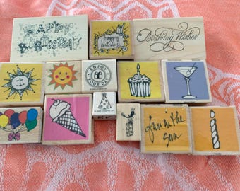 Birthday Cupcake Candle  Rubber Stamp Lot Priced to sell Destash