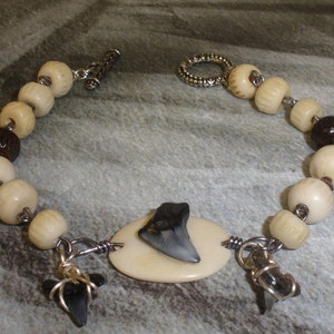 Shark Tooth and Bone Bracelet
