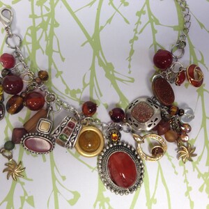 Rusty Reds  Recycled /Upcycled Charm Bracelet