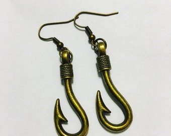 Pendientes de gancho de pescado de latón