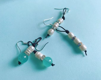 Freshwater Pearl Cord Earrings