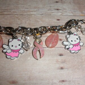 Kitty Cat Angel Breast Cancer Awareness Charm Bracelet image 3