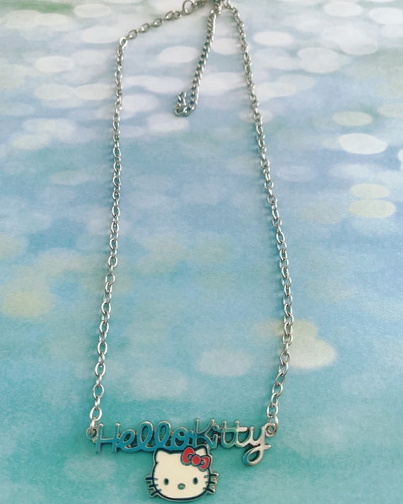 Vintage Hello Kitty Name Plate Necklace Gem