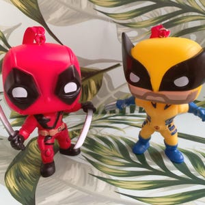 Deadpool Wolverine Comic Book Movie Characters  Christmas Ornaments Set of 2