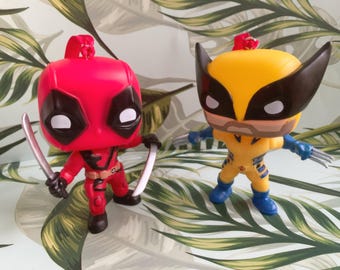 Deadpool Wolverine Comic Book Movie Characters  Christmas Ornaments Set of 2