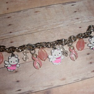 Kitty Cat Angel Breast Cancer Awareness Charm Bracelet image 4