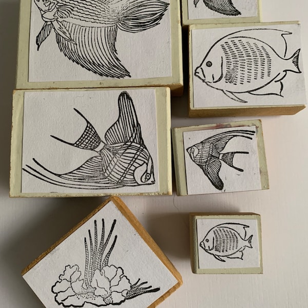 Fish Rubber Stamp Etsy