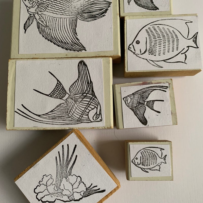 Fish Rubber Stamp Etsy