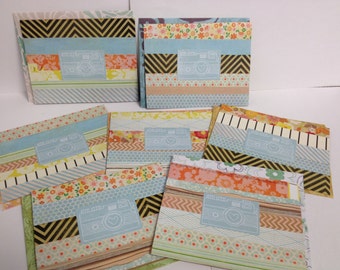 Retro Heart Camera Stripes or Collage Blank Card Sets