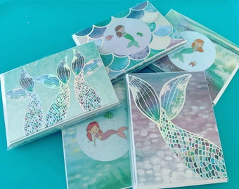 Mermaid Bubbles Blank Note Cards 10 ct