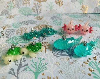 Tiburón ballena Kawaii, Axolotl, Raya águila manchada, Pendientes de tortuga marina ENVÍO GRATIS