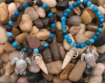 Sea Turtle Wave Stretch Bracelet