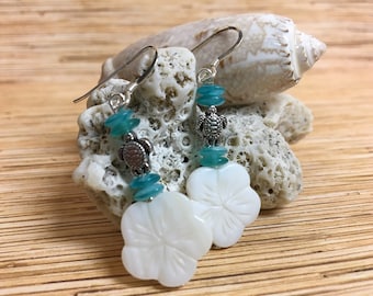 Plumeria Seaturtle Earrings