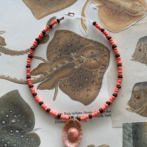 Coral Limpet Shell Beaded Anklet