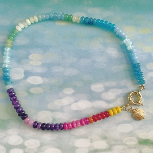 Rainbow Candy Gemstone Necklace Rainbow Bead Necklace Gemstone Rondelle Bead Necklace Rainbow Gemstone Necklace Sea Turtle Necklace