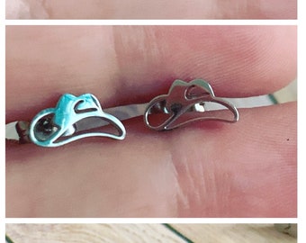 Pequeño sombrero de vaquero Cowgirl Ranch Farm Rodeo Post Pendientes