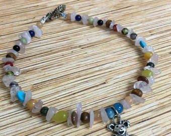 Dancing Bear Crystal Chip Hippie Anklet