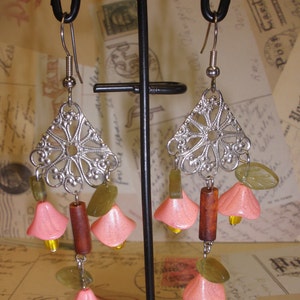 Vintage Filigree Czech Flower Earrings
