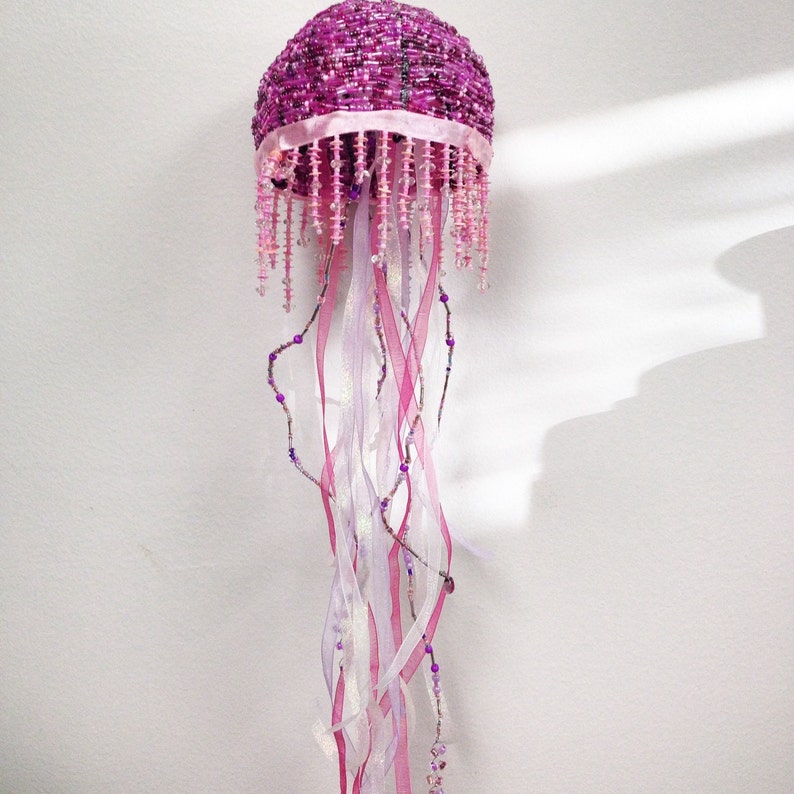 Jumbo Pink Jellyfish Beaded Sculpture Ornament Etsy