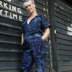 Custom made Hand dyed Organic cotton stretch woven Jumpsuit image 1