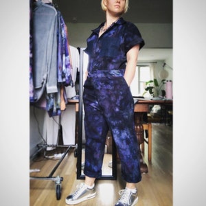 Custom made Hand dyed Organic cotton stretch woven Jumpsuit image 5