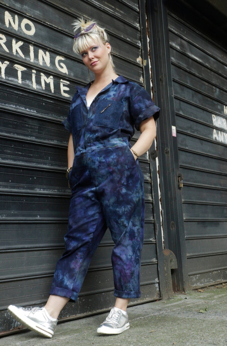 Custom made Hand dyed Organic cotton stretch woven Jumpsuit image 1