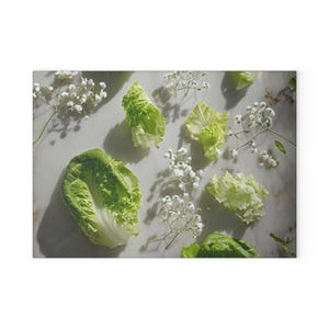Fresh Greens Glass Cutting Board, Kitchen Decor, Gift for Chefs, Foodie Kitchen Accessory, Home Cooking Essentials, Modern Kitchen Art