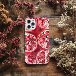 Pomegranate Fruit Design Snap Case, For iPhone 16 15 14 13 12 11 Pro Max Case, iPhone XR Case, iPhone X Case, iPhone XS Case
