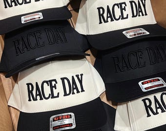 Race Day Hat | Puff Embroidered Snapback Cap