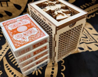 NEW!! Holds up to 5 Decks of Cards- Handcrafted Wooden Playing Card Storage Box