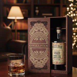 Handmade Wooden Liquor Bottle Holder – Perfect for Gifting Fine Whiskey, Bourbon, Scotch, or other Spirits!