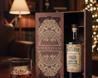 Handmade Wooden Liquor Bottle Holder – Perfect for Gifting Fine Whiskey, Bourbon, Scotch, or other Spirits!