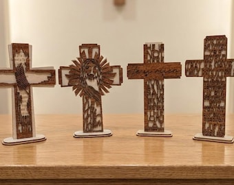 Layered Wood Cross Stand | Laser Cut Christian Decor