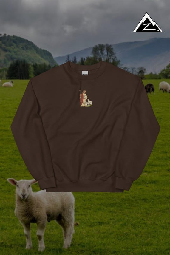 Good Shepherd Embroidered Crewneck | Christian Faith Sweatshirt | Soft Cozy Pullover